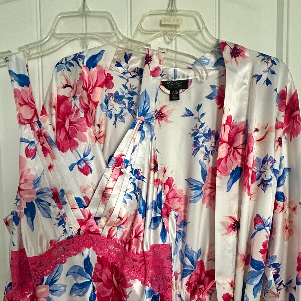 Vintage Thalia Sodi Intimates 2 Pc Floral Gown & Robe S/M